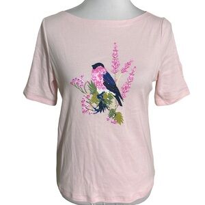 Croft & Barrow Light Pink Bird Graphic Tee
